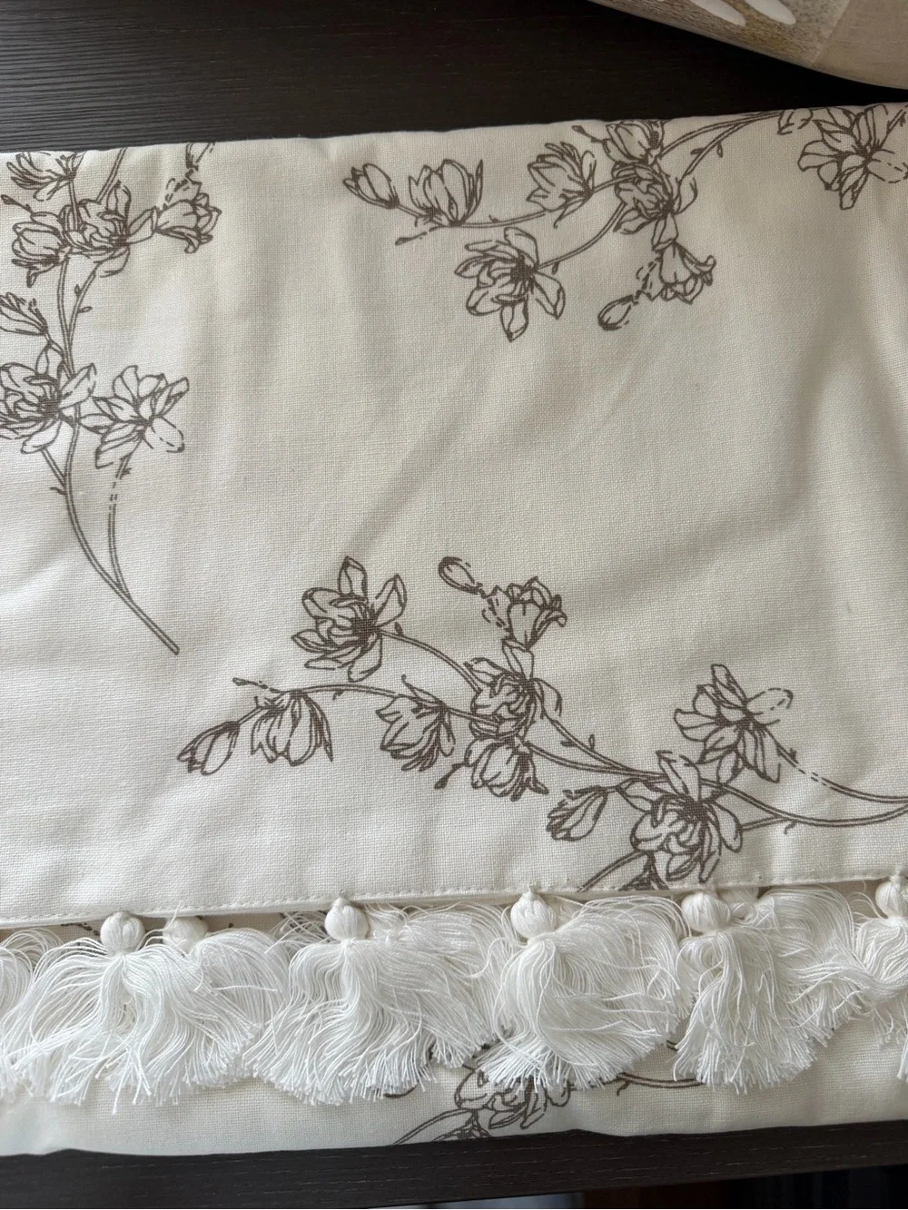 Mary & Martha Thankful Floral Table Runner NWT Tassel Farmhouse
